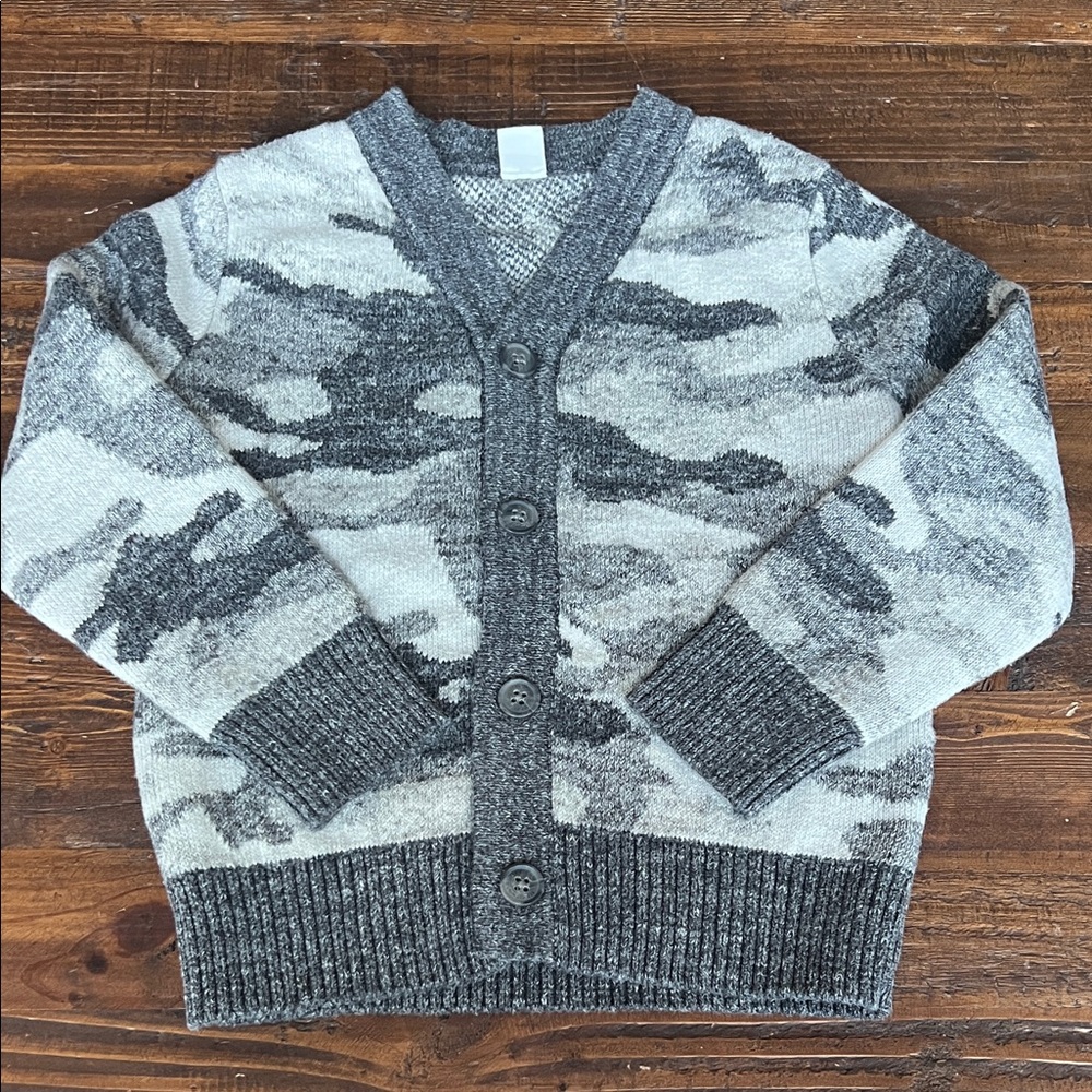 GAP Kids Gray Camouflage Cardigan
